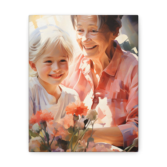 Floral Bonds: Grandma's Garden of Love Canvas Print