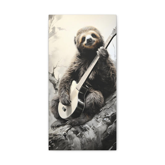 Monochromatic Melody: Lullaby of the Sloth Canvas Print